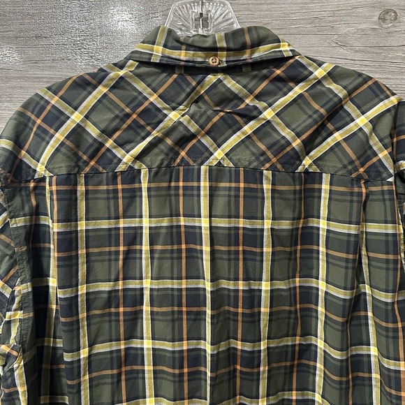 Duluth Trading Large Green Plaid Untucked Button Up Large Cotton Spandex Slim - Picture 5 of 8